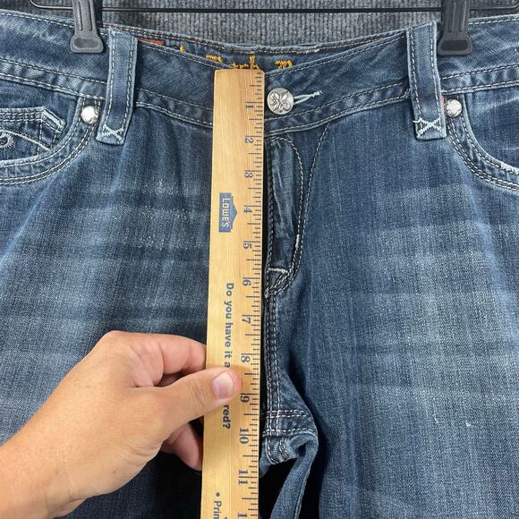 Rock Revival Deborah Easy Boot Jeans Women's 36X33 Flap Pockets Studded Bling - Picture 3 of 12